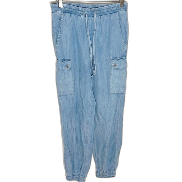 Love Tree Tencil Chambray Cargo Pull On Jogger Pants Blue Size Small - Picture 1 of 13